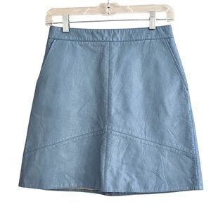 Zara Faux Leather A Line‎ Skirt Light Blue Size Small